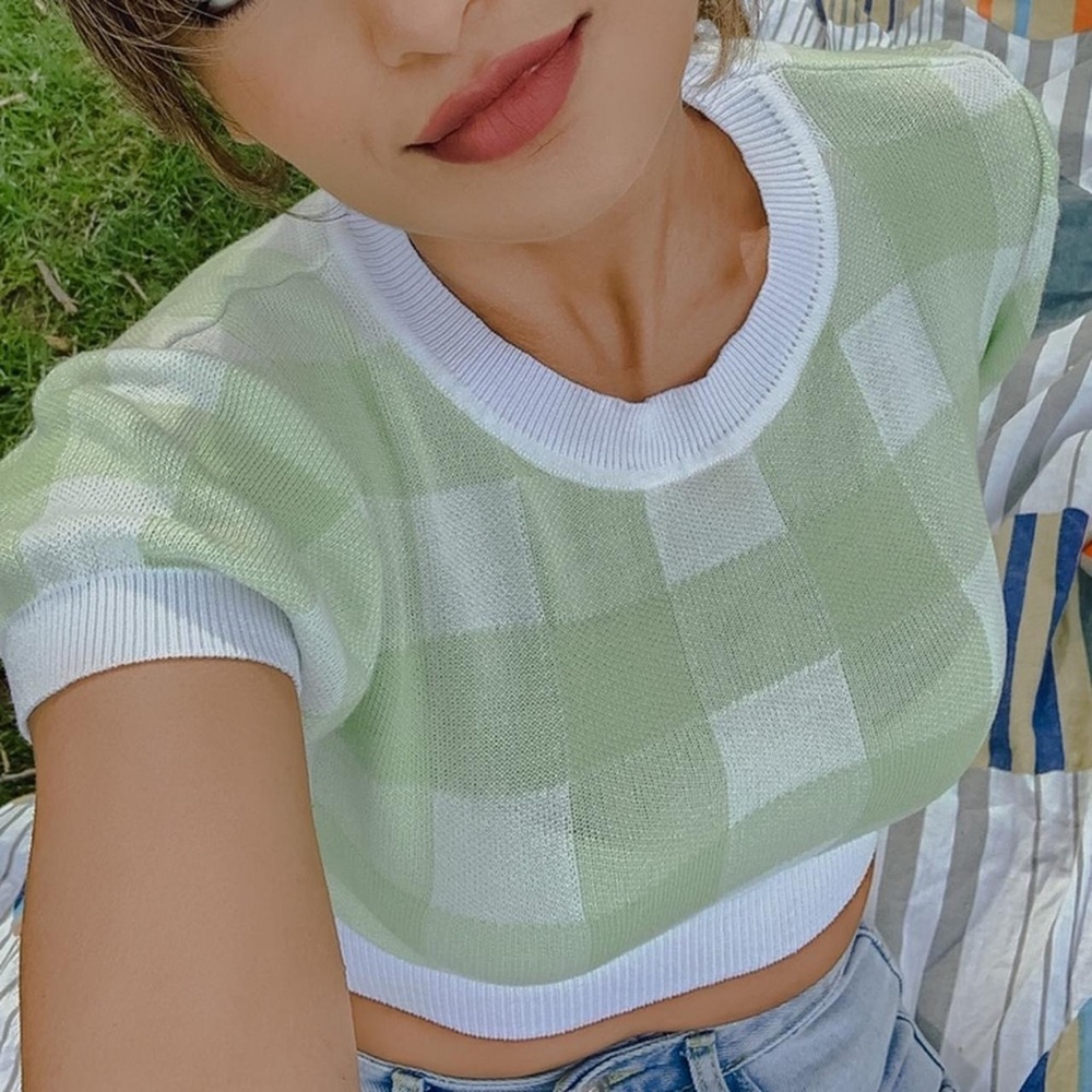 Y2K lime green crop top